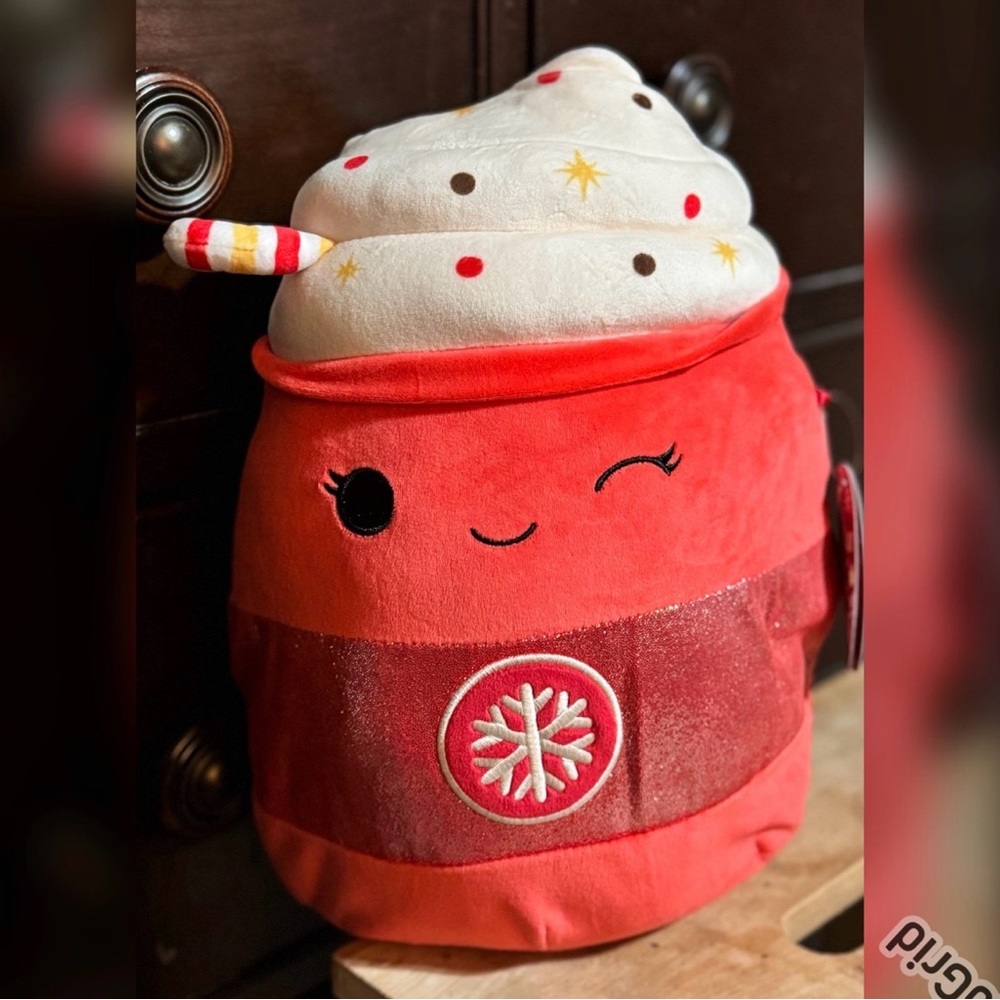 Squishmallows 12” Tinsley the Winking Peppermint Latte 2025 Christmas Squad HTF